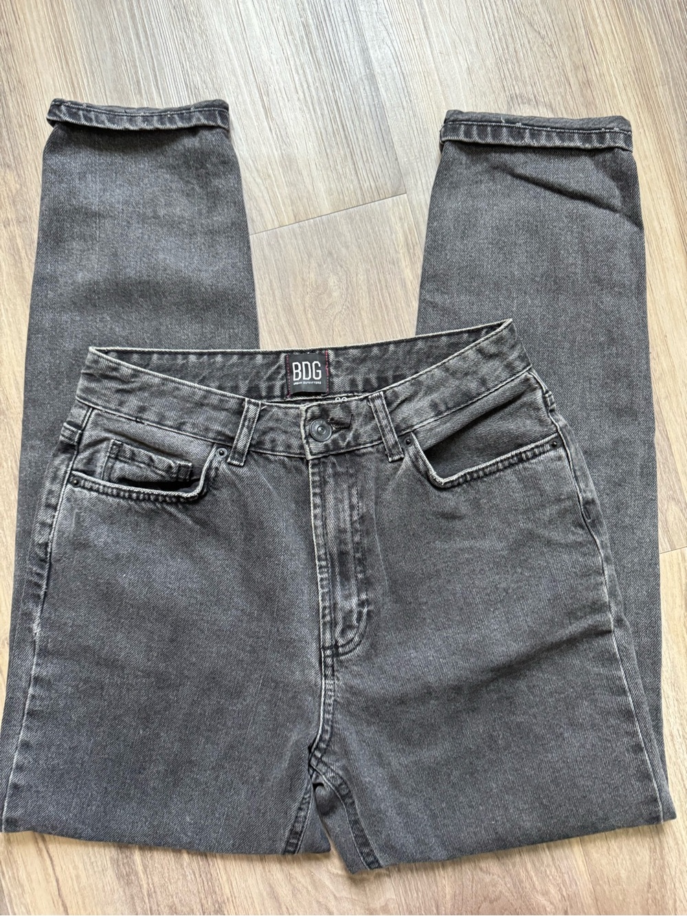 BDG Men's Slim Straight Jeans in Washed Charcoal Black